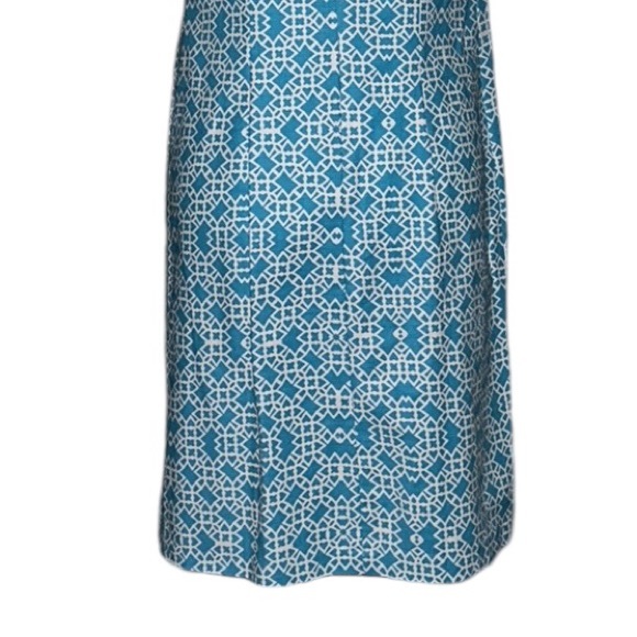 NWT Eliza J Turquoise Blue & Lime Green Sleeveless Retro Mod Print Dress - 6 - Picture 7 of 12